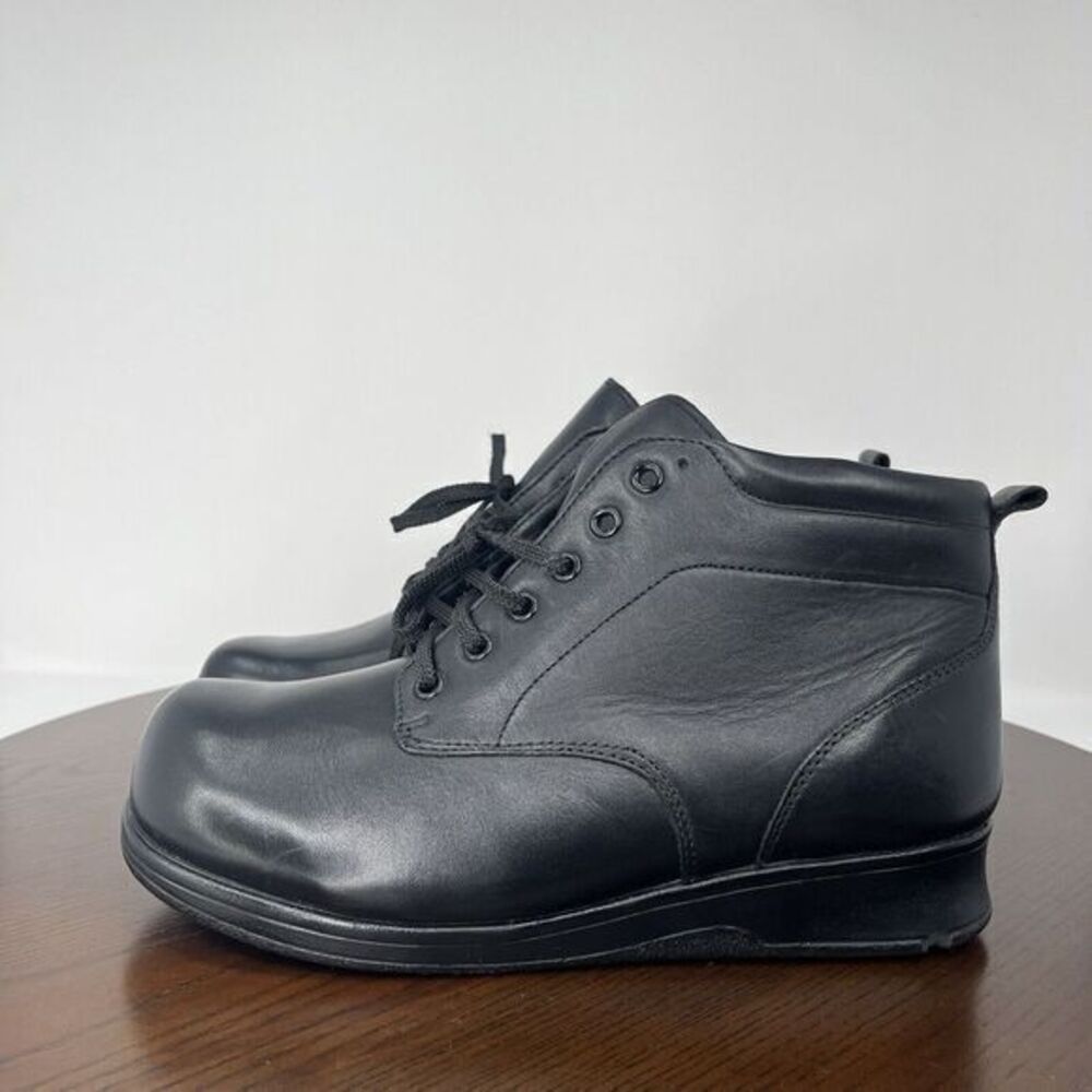 Drew Sedona Boots Women's 9.5 XWW Black Leather Lace‎ Up Wedge Comfort Booties